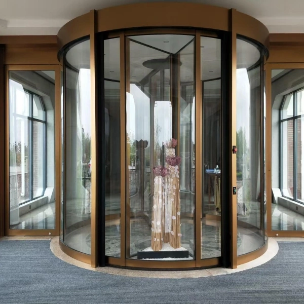 باب دوار أوتوماتيكي ذو ضلفتين (لولحين) لمدخل فندقBoutique  في مدينة Yantai الصينية 